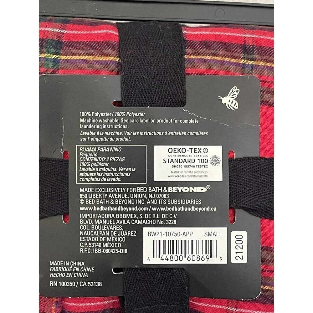 Christmas Kids Pajamas Red Tartan Plaid 2 Piece Set Classic S 6 7 Bee & Willow